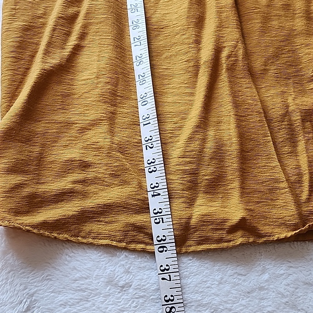Zara Mustard Yellow  Tunic Dress with V-Neck, Buttons & Ruched Sleeves - Picture 9 of 10